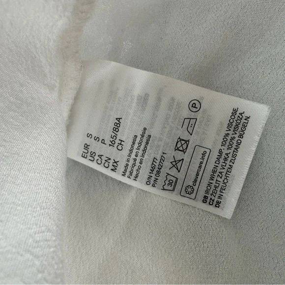 H&M blouse white cream button down style linen type shirt top cute cottagecore - Picture 6 of 7